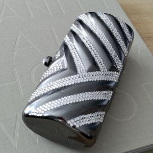 Elegant Silver Clutch with Rhinestone Accents